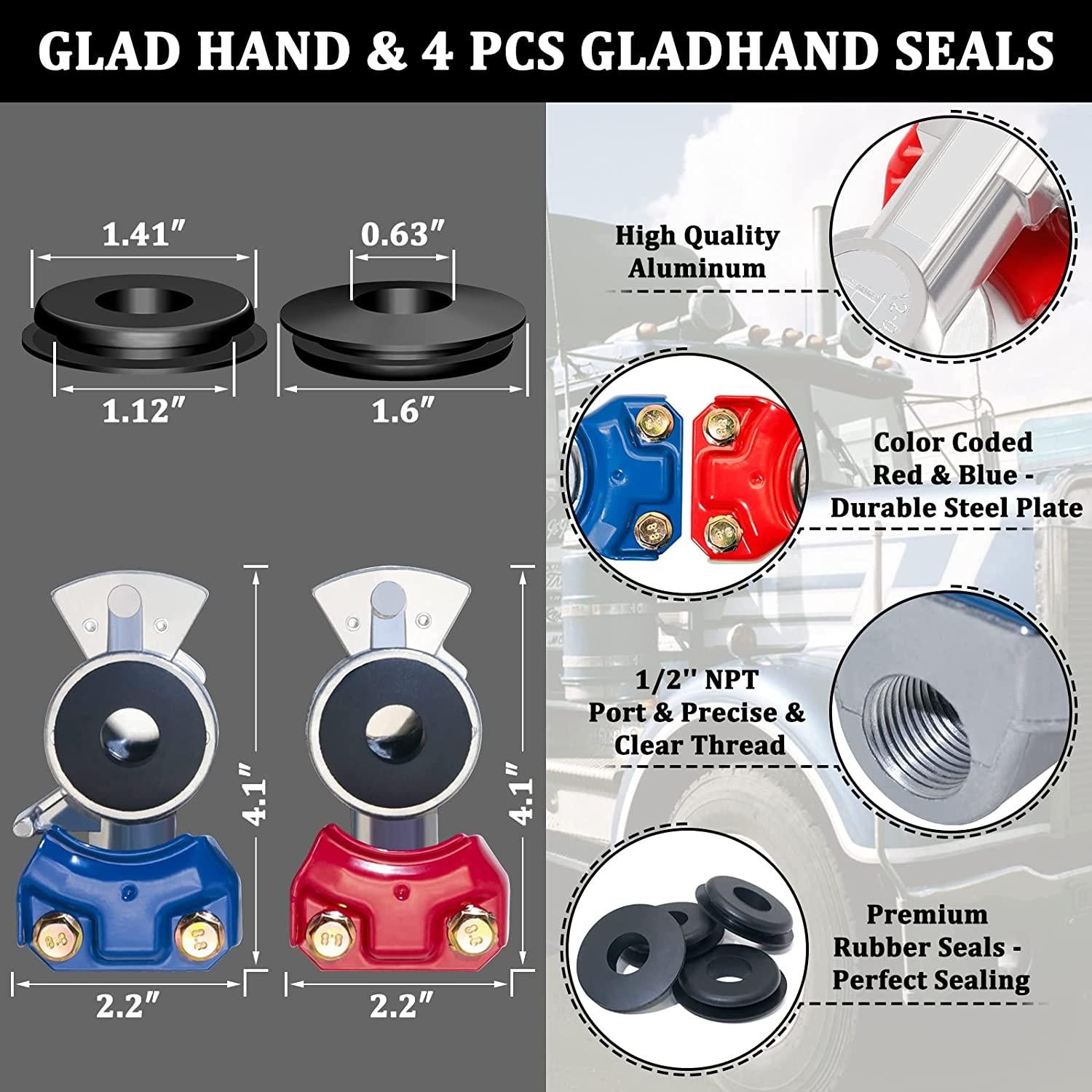 YiaChuii 12 FT Semi Truck Air Hose Kit, 3 in 1 ABS Semi Trailer Air Hose Line with Glad Hands Gladhand Seals Air Brake Lines for Trailers