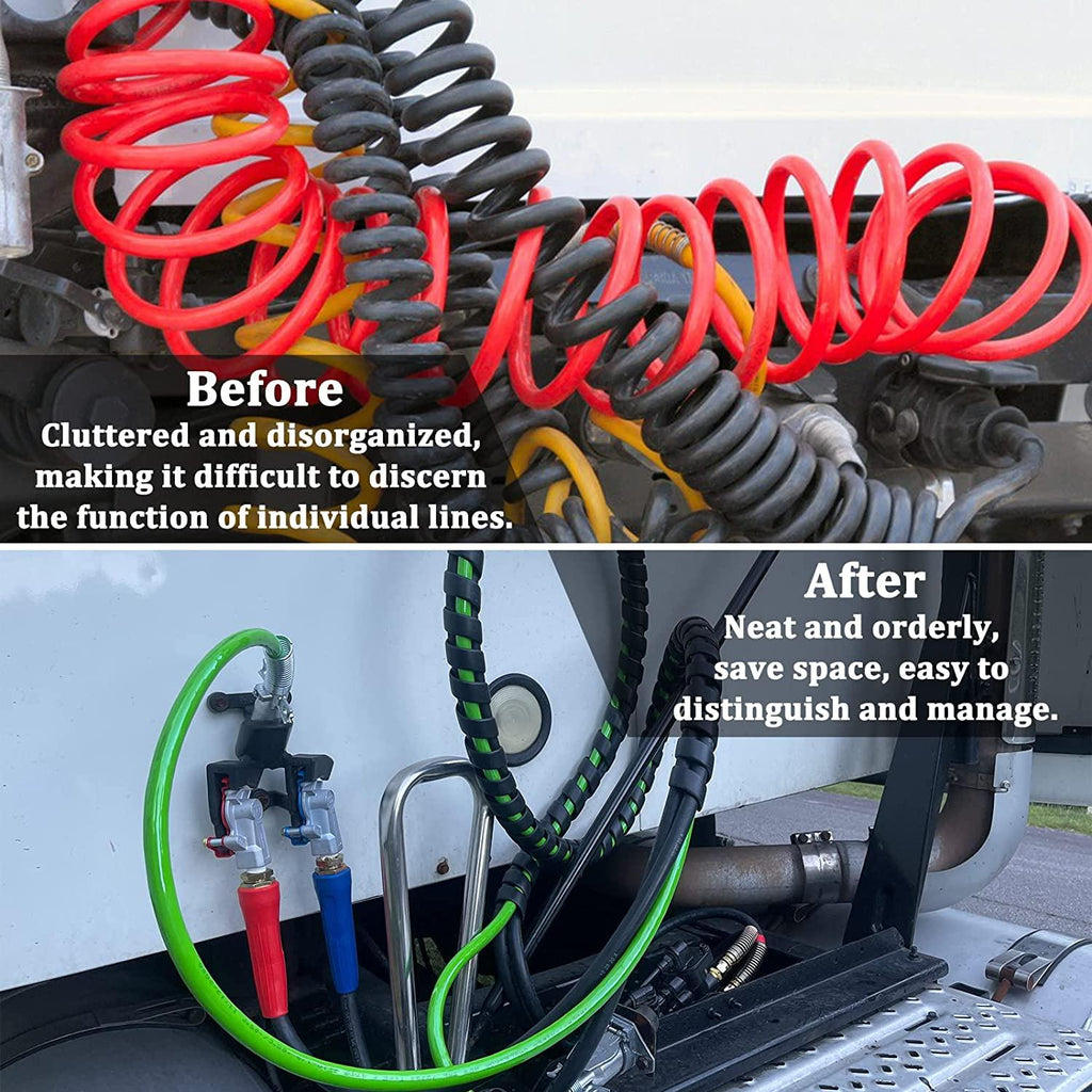 YiaChuii 12 FT Semi Truck Air Hose Kit, 3 in 1 ABS Semi Trailer Air Hose Line with Glad Hands Gladhand Seals Air Brake Lines for Trailers