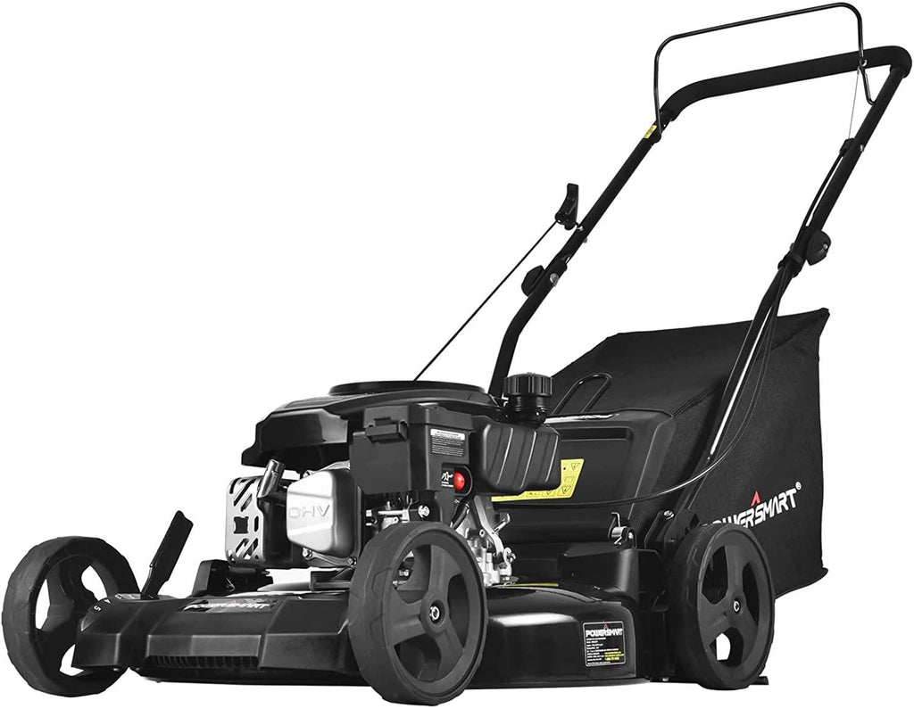 PowerSmart Gas Lawn Mower, 21-inch & 170CC, Gas Powered Push Lawn Mower with 4-Stroke Engine, 3-in-1 Gas Mower with Bag, 5 Adjustable Heights (1.18''-3.00'' )