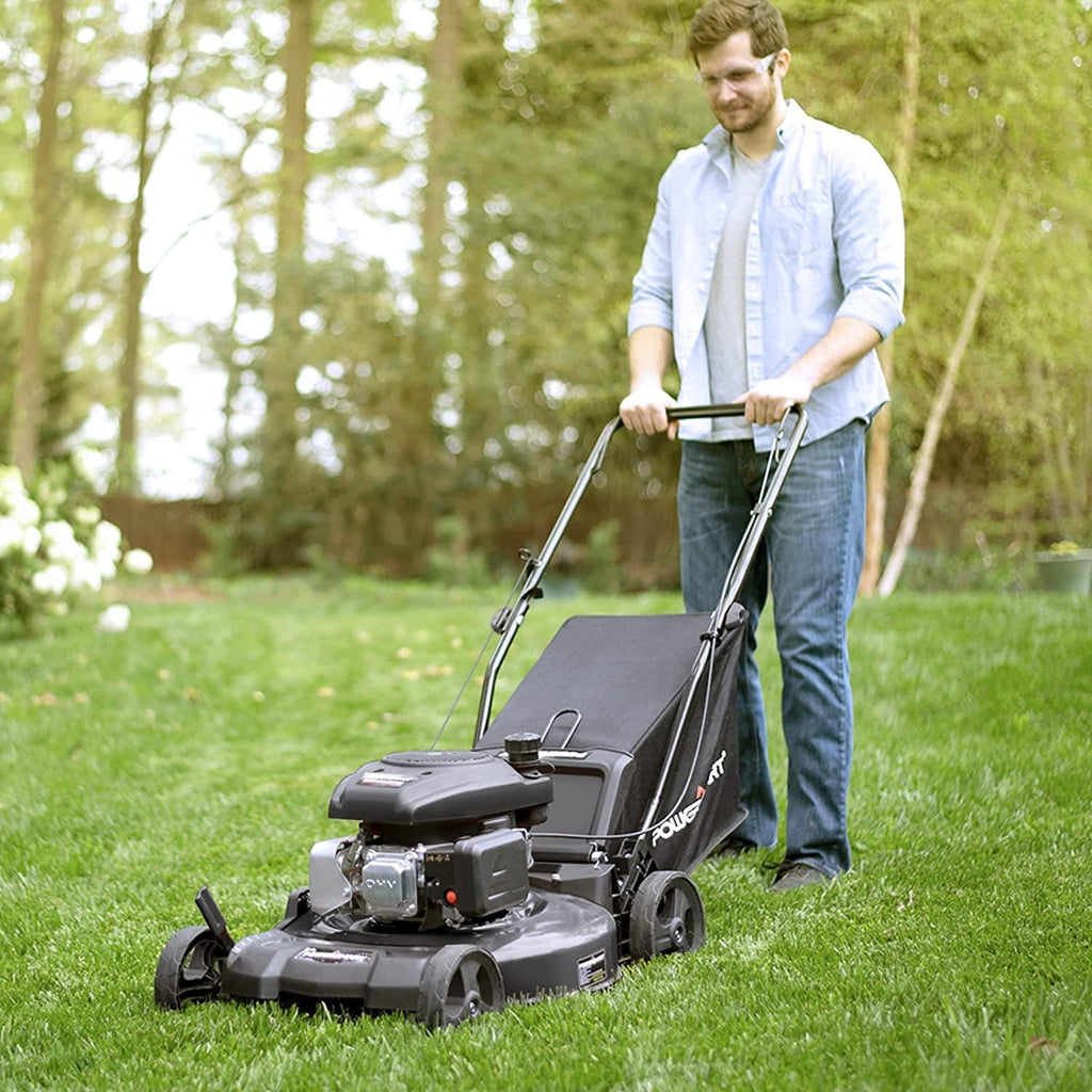 PowerSmart Gas Lawn Mower, 21-inch & 170CC, Gas Powered Push Lawn Mower with 4-Stroke Engine, 3-in-1 Gas Mower with Bag, 5 Adjustable Heights (1.18''-3.00'' )