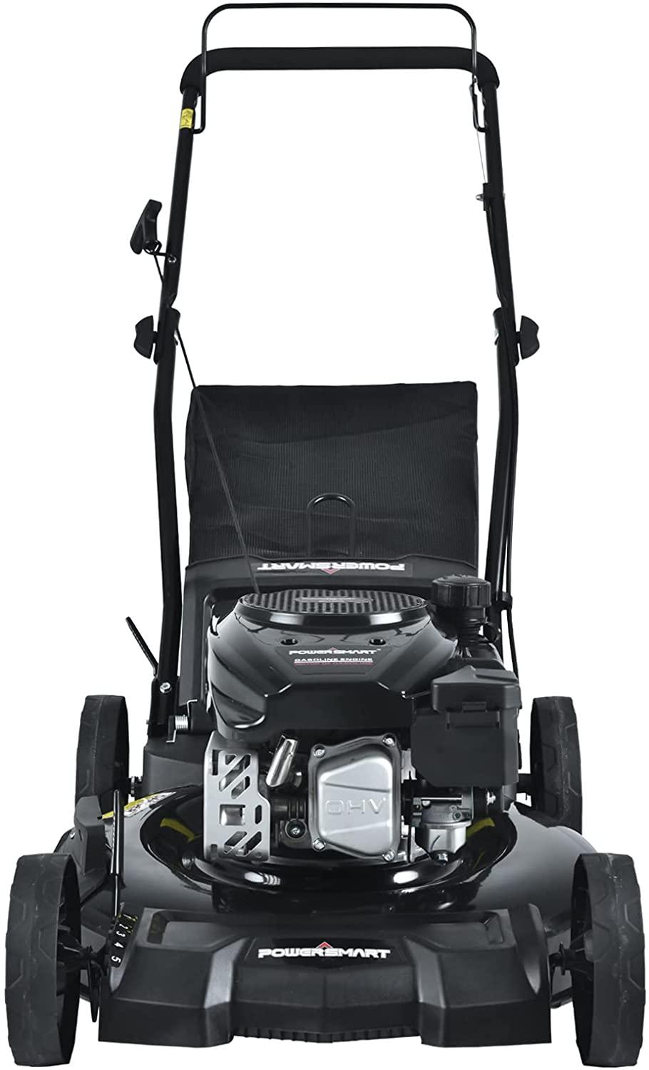 PowerSmart Gas Lawn Mower, 21-inch & 170CC, Gas Powered Push Lawn Mower with 4-Stroke Engine, 3-in-1 Gas Mower with Bag, 5 Adjustable Heights (1.18''-3.00'' )