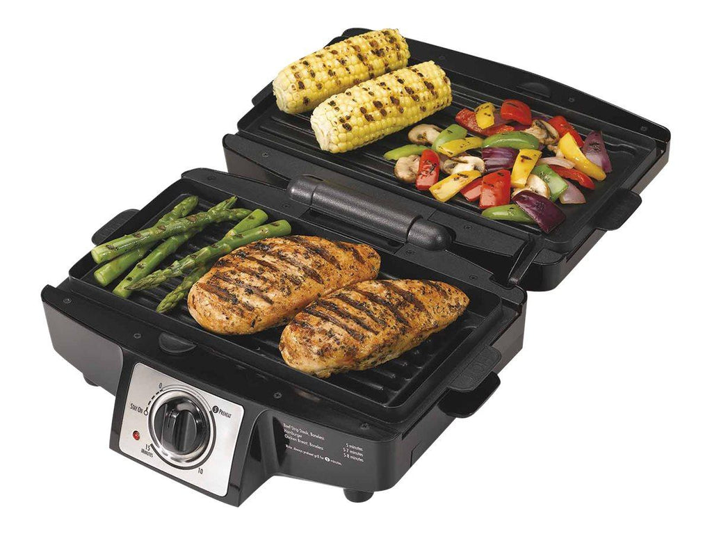 Hamilton Beach Easy-Clean Indoor 25332 - Grill - electrical - 110 sq.in - brushed  steel