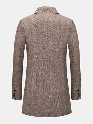 mens business woolen single-breasted thick suit collar casual overcoat