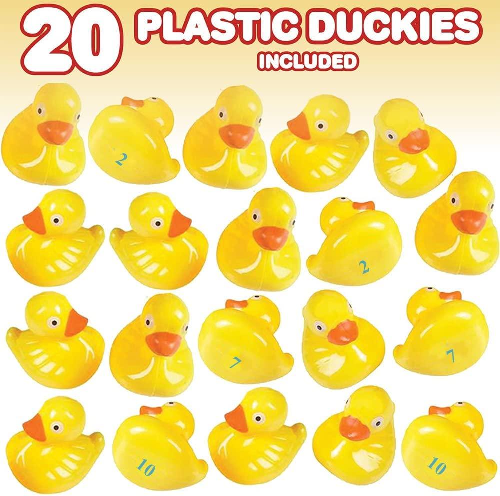 duck pond matching game for kids by gamie - includes 20 plastic ducks with numbers and 3’ x 6” inflatable pool - fun memory game - water outdoor game for children, preschoolers, birthday party