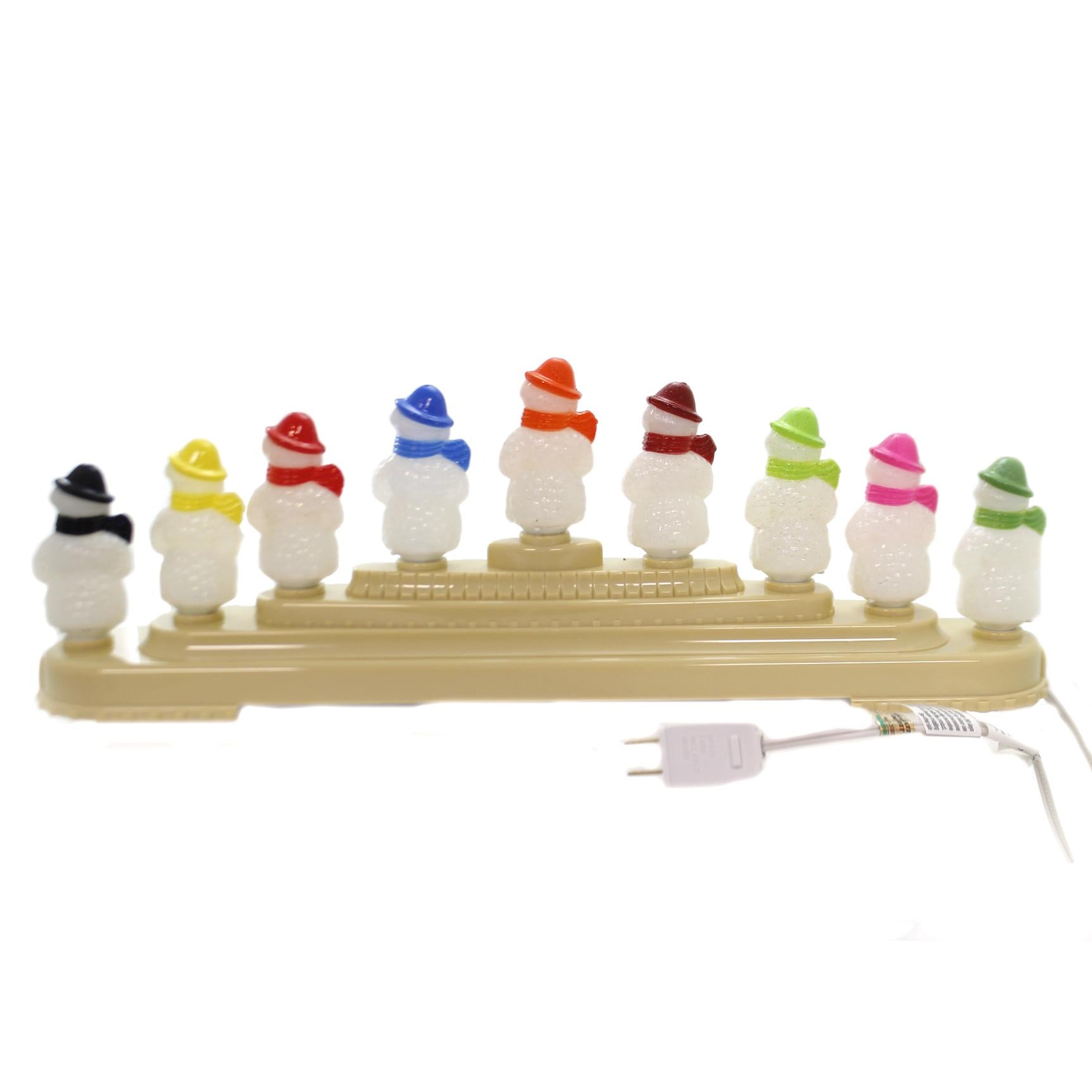 Shiny Brite SNOWMAN CANDOLIER Plastic Electric 9 Lights Christmas 4027595