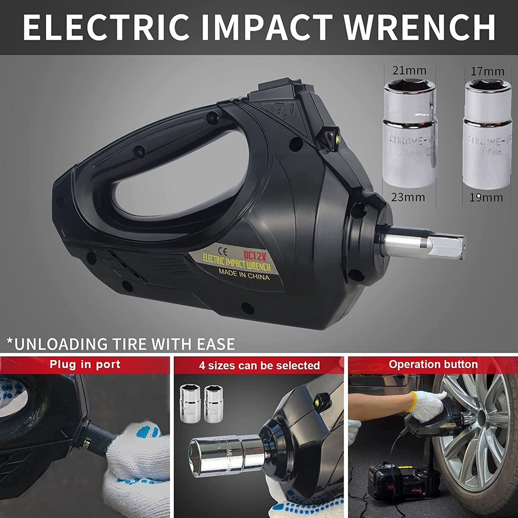NthPOWER Electric Car Jack Kit 5Ton 12V Hydraulic Car Jack Portable Electric Jack with Impact Wrench & Inflator for SUV MPV Sedan Truck ChanTires GaraRepair