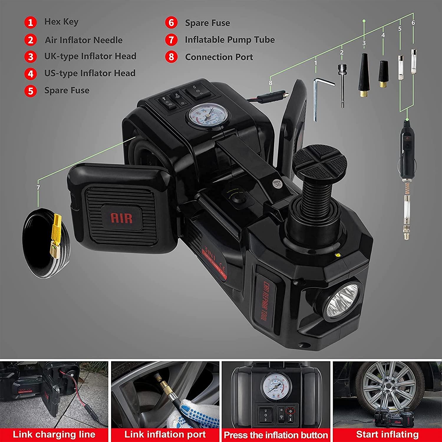 NthPOWER Electric Car Jack Kit 5Ton 12V Hydraulic Car Jack Portable Electric Jack with Impact Wrench & Inflator for SUV MPV Sedan Truck ChanTires GaraRepair