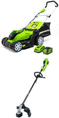 Greenworks 17-Inch 40V Cordless Lawn Mower with 14-Inch 40V Cordless String Trimmer (Attachment Capable) Battery Not Include