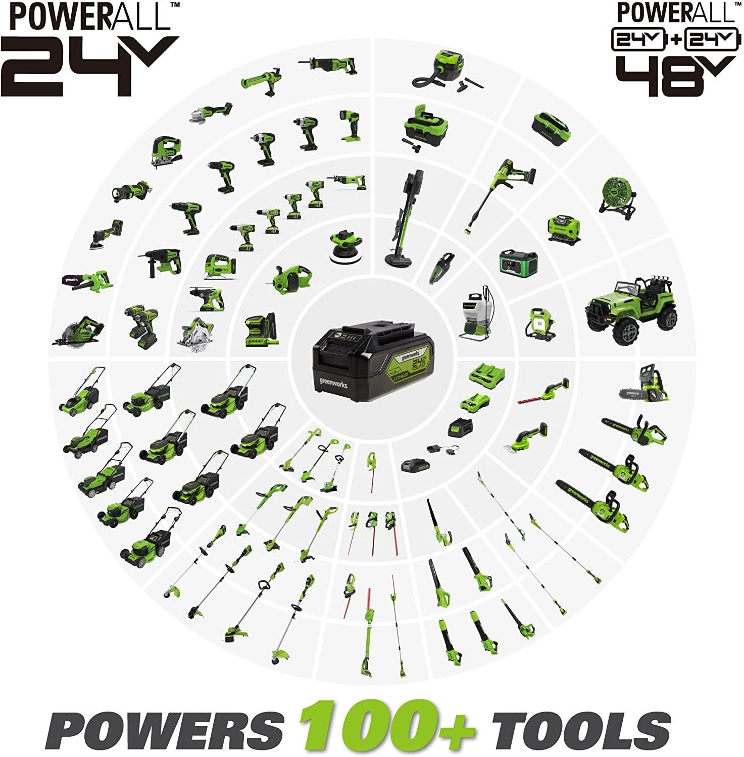 Greenworks 48V 20" Brushless Cordless Electric Lawn Mower, Leaf Blower, String Trimmer, (2) 4.0Ah Batteries and Rapid Charger