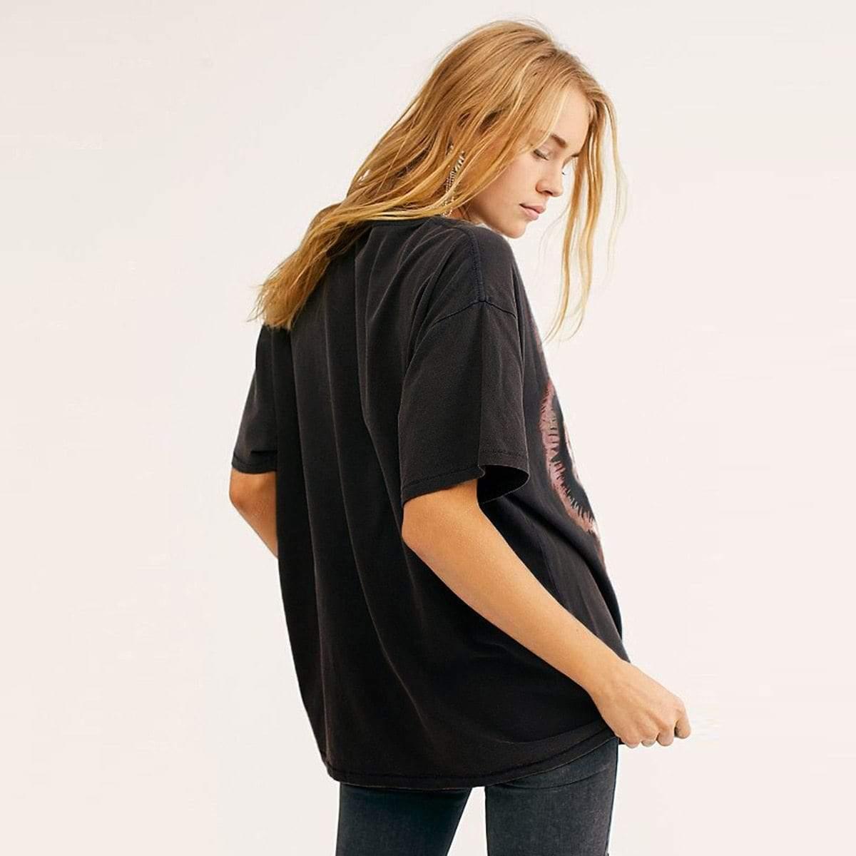 black oversized tiger tees pullover tops