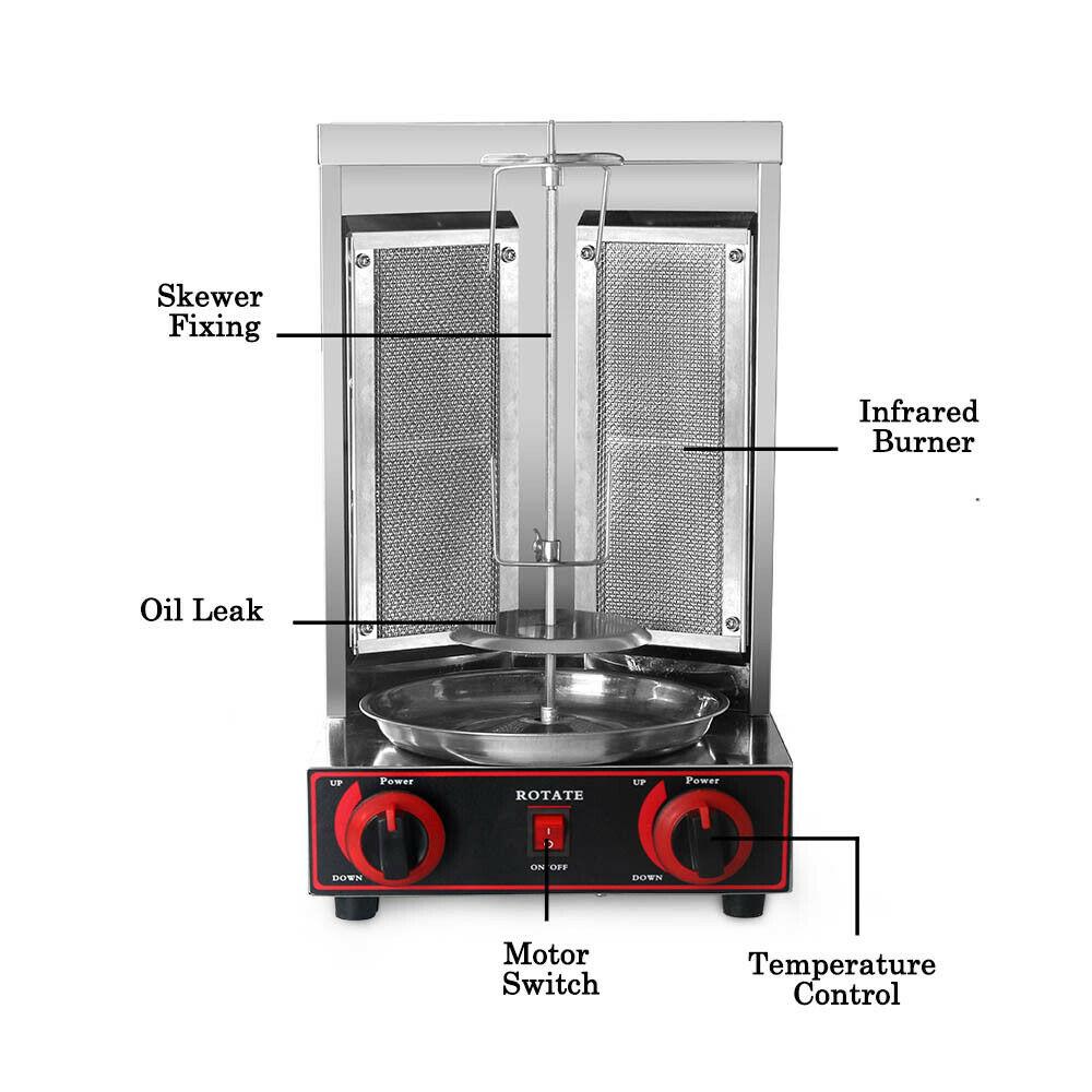 Steel LPG Gas Shawarma Grill Machine Doner Kebab Rotisserie Grill