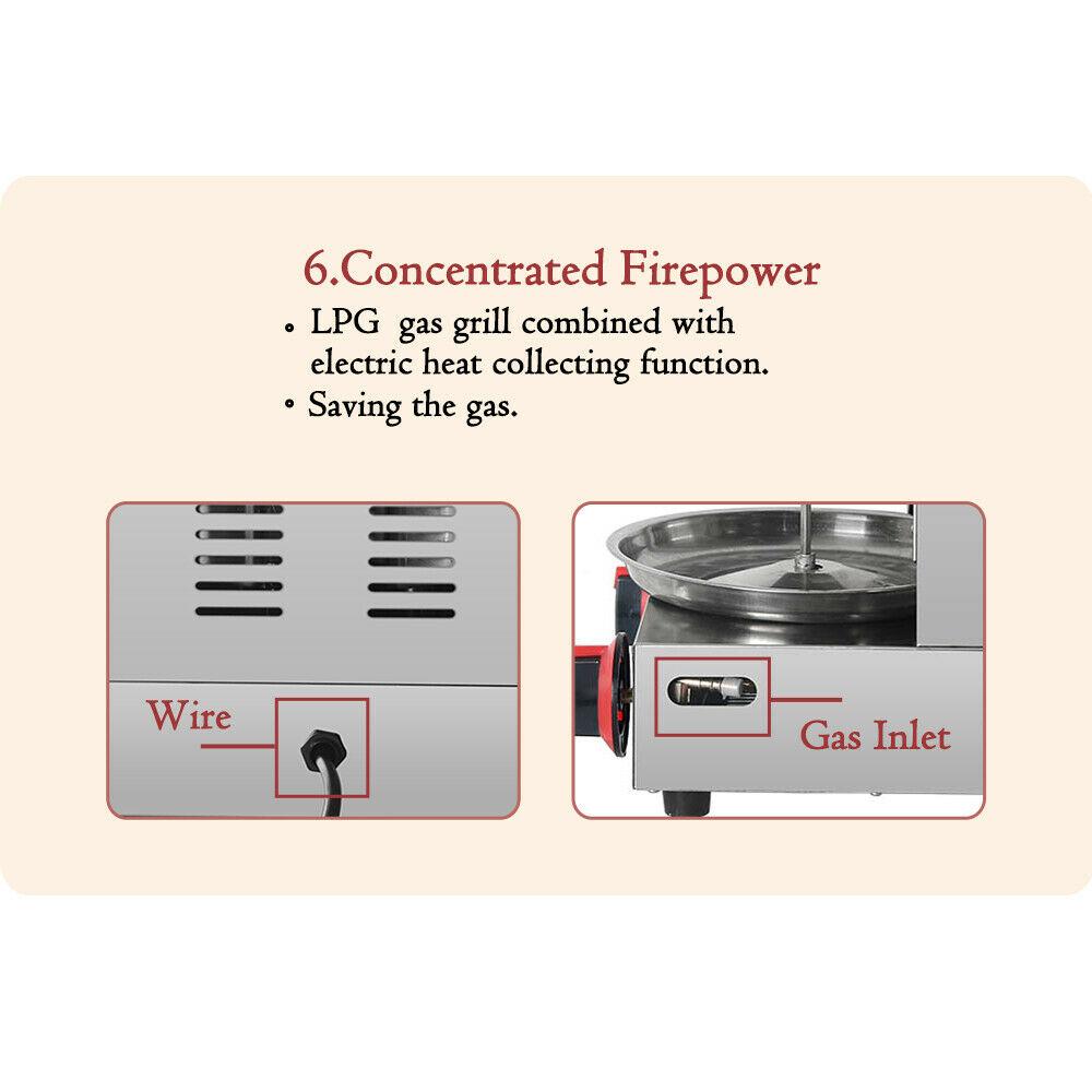 Steel LPG Gas Shawarma Grill Machine Doner Kebab Rotisserie Grill