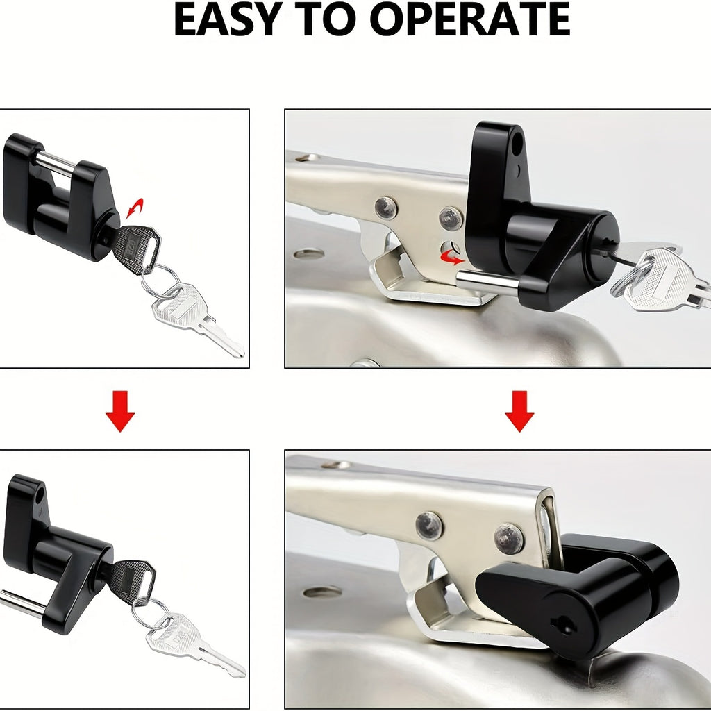 Black Trailer Hitch Coupler Lock, Dia 1/4 Inch