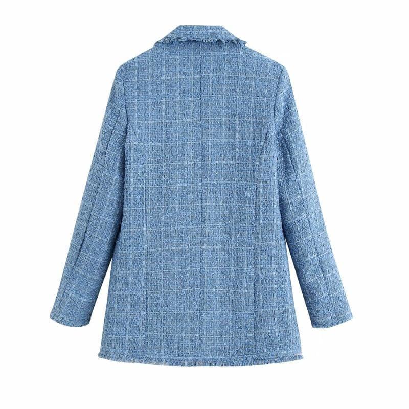 tweed women elegant blue blazers