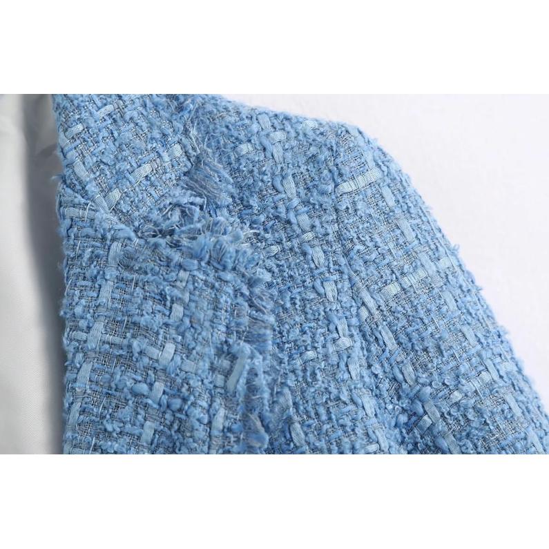 tweed women elegant blue blazers