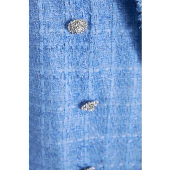 tweed women elegant blue blazers
