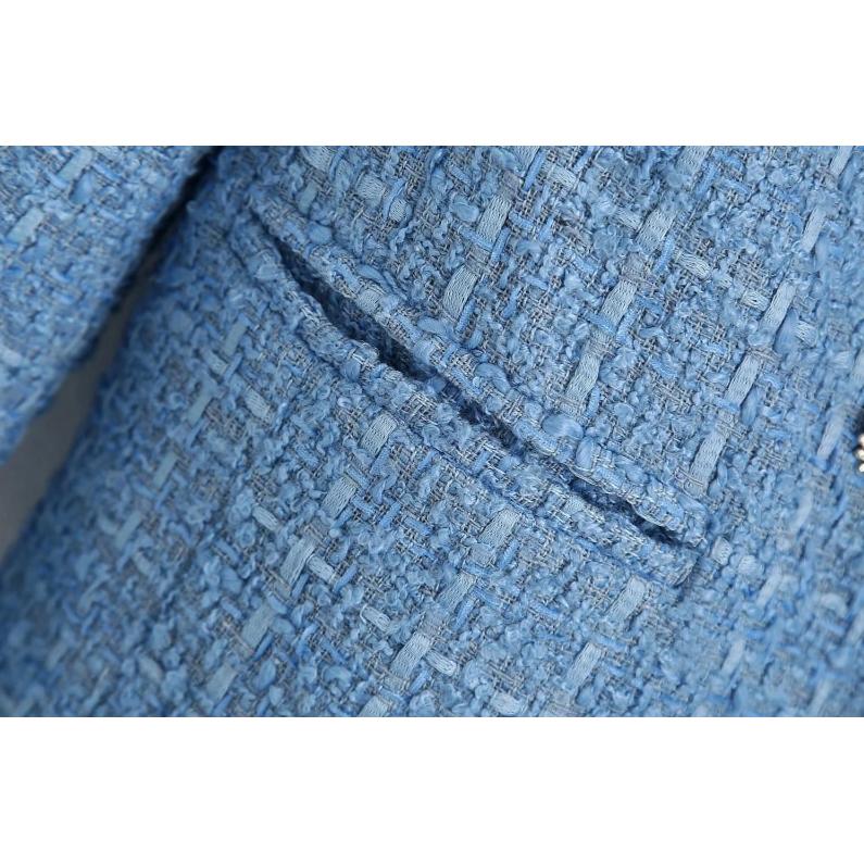 tweed women elegant blue blazers