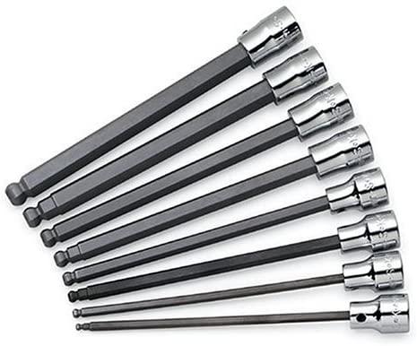 SK Hand Tools 19748 8-Piece 3/8-Inch Drive Metric Long Ball Hex Bit Socket Set