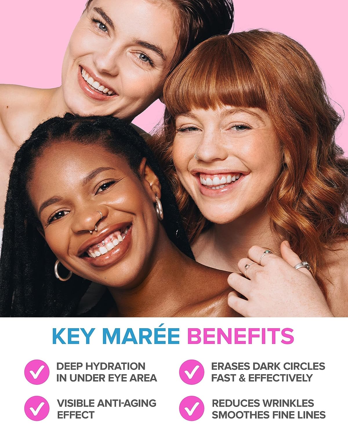 Maree Eye Gel Pads - Reduce Wrinkles, Puffy Eyes, Dark Circles, Eye Bags - Natural Marine Collagen Eye Gels with Hyaluronic HA - Anti Aging Eye Mask Patches &amp; Face Moisturizer