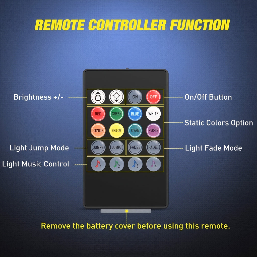 Neon LED Car Interior Ambient Foot Strip Light Kit Accessories Backlight Remote App Remote No Battery Music Control Auto RGB Decorative Lamps