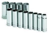 S K Hand Tools SKT4822 12 Piece 1/2" Drive 6 Point SAE Deep Socket Set