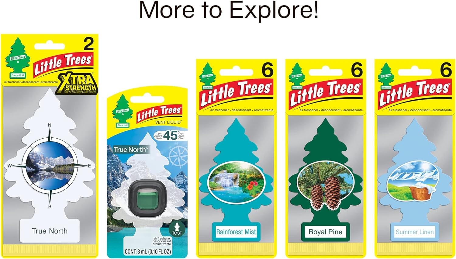 LITTLE TREES Air Fresheners Car Air Freshener. Hanging Tree Provides Long Lasting Scent for Auto or Home. True North, 24 Air Fresheners