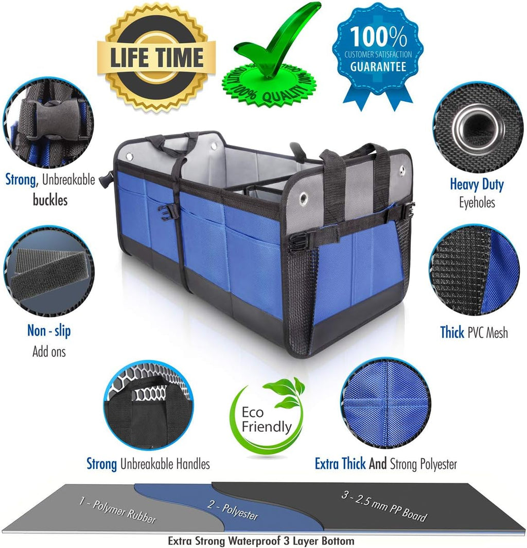 Starling's Car Trunk Organizer - Durable Storage SUV Cargo Organizer Adjustable, Blue