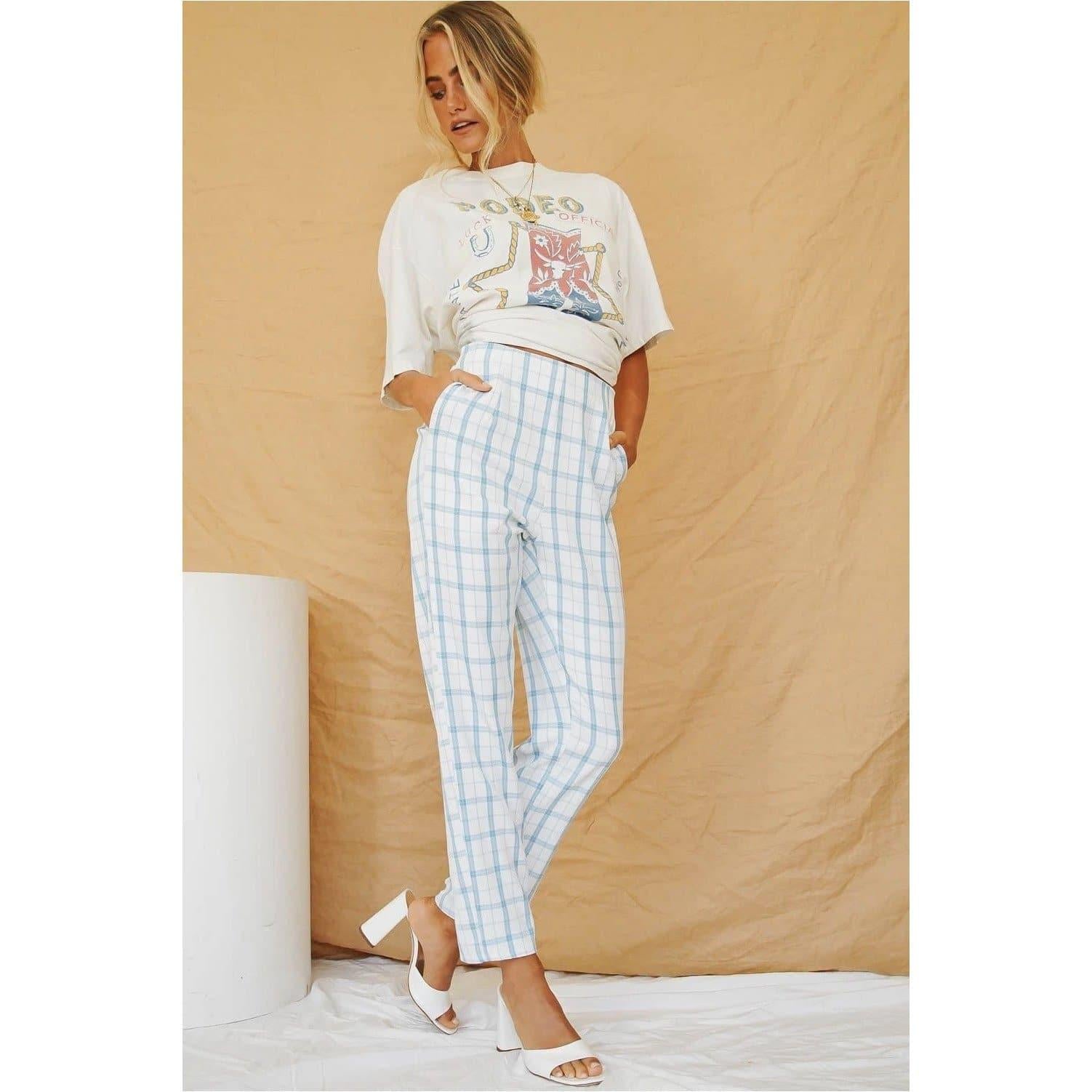 patchwork chic plaid trousers