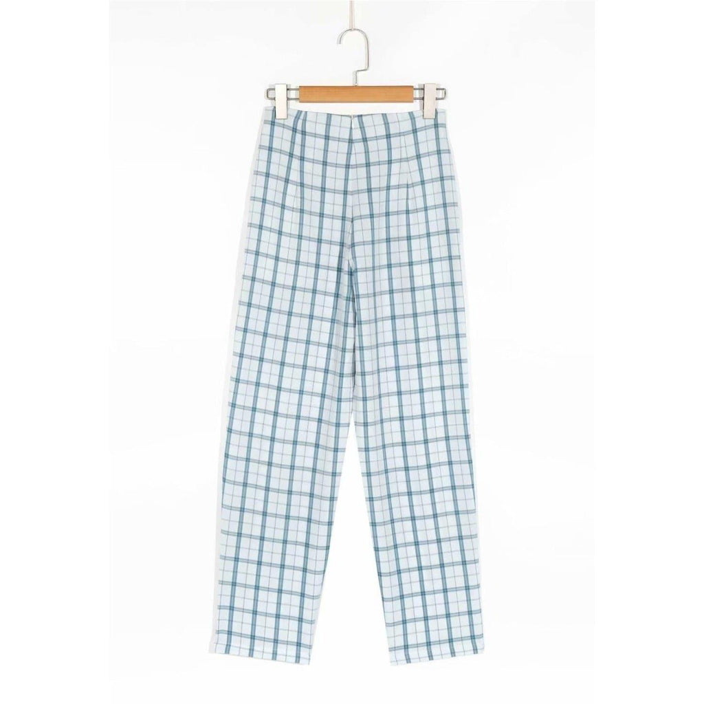 patchwork chic plaid trousers