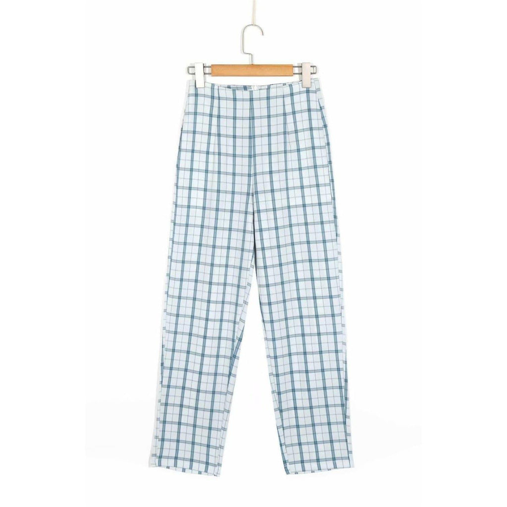 patchwork chic plaid trousers