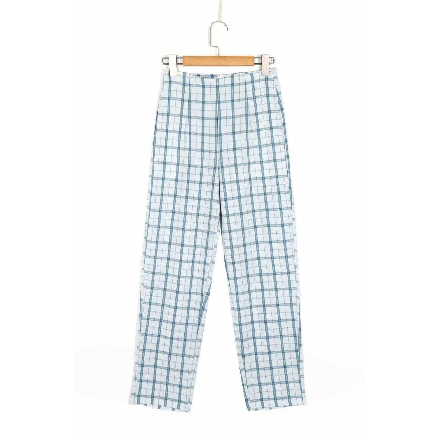 patchwork chic plaid trousers
