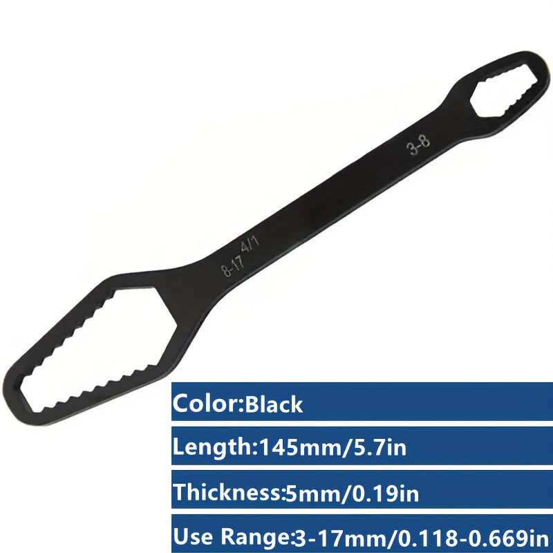 1pc Universal Double Ended Wrench, Self-Tightening 8-22mm Screw Nuts Repair Wrench, Double-Headed Ratchet Spanner, Adjustable Torx Spanner