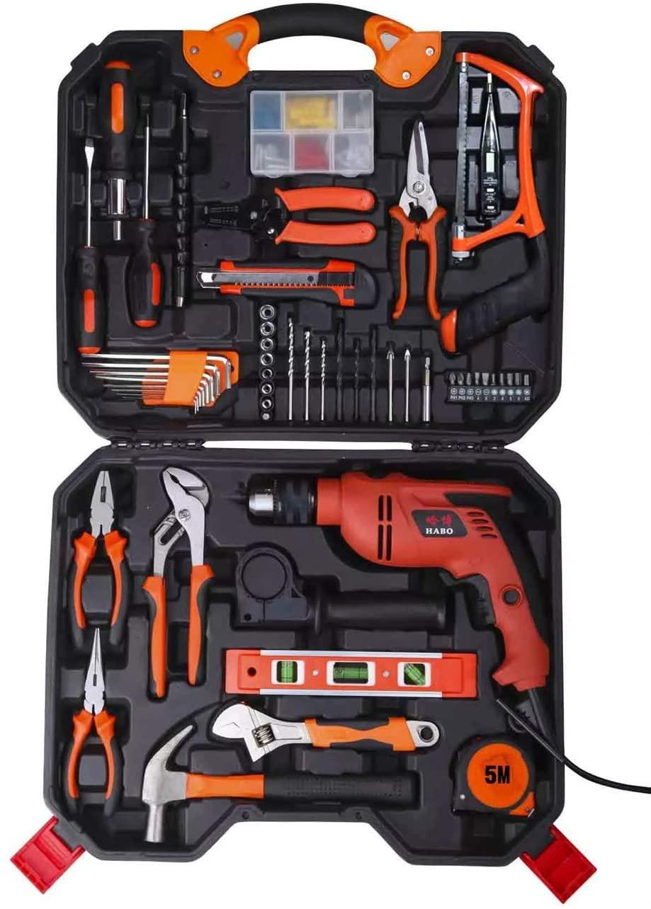 C.W.USJ Hand Tool Electric Impact Drill WorSet Multifunctional Maintenance Tools 120Pcs Household Tool