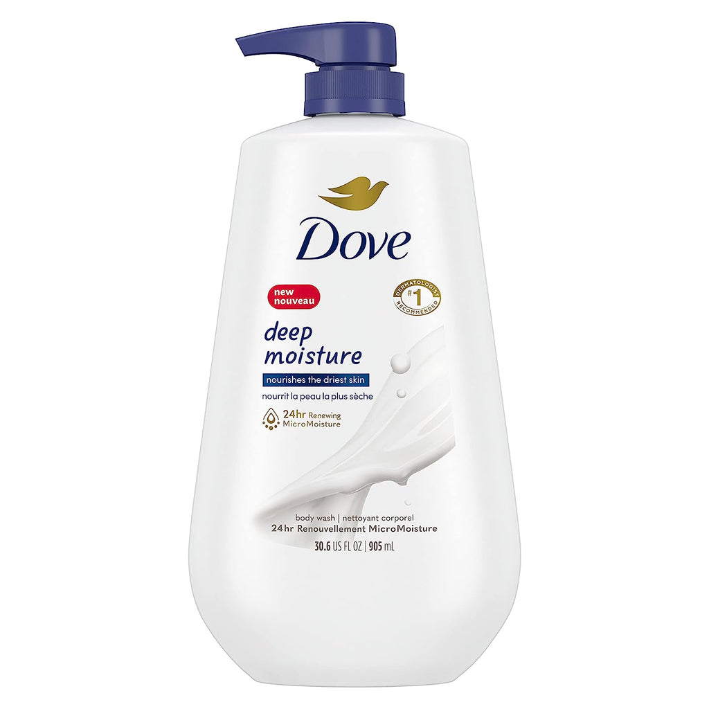 Dove Body Wash with Pump Deep Moisture For Dry Skin Moisturizing Skin Cleanser with 24hr Renewing MicroMoisture Nourishes The Driest Skin 30.6 oz
