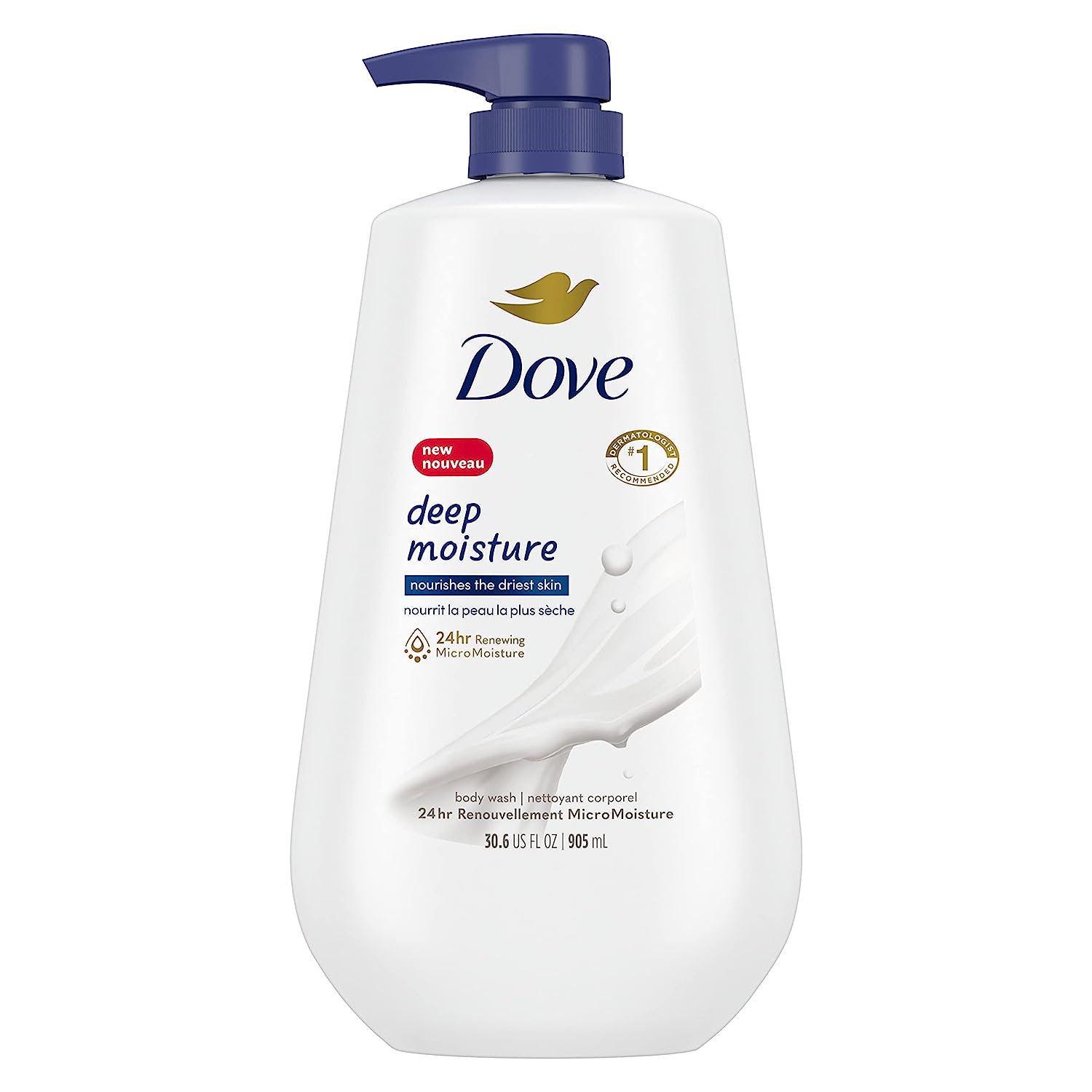 Dove Body Wash with Pump Deep Moisture For Dry Skin Moisturizing Skin Cleanser with 24hr Renewing MicroMoisture Nourishes The Driest Skin 30.6 oz