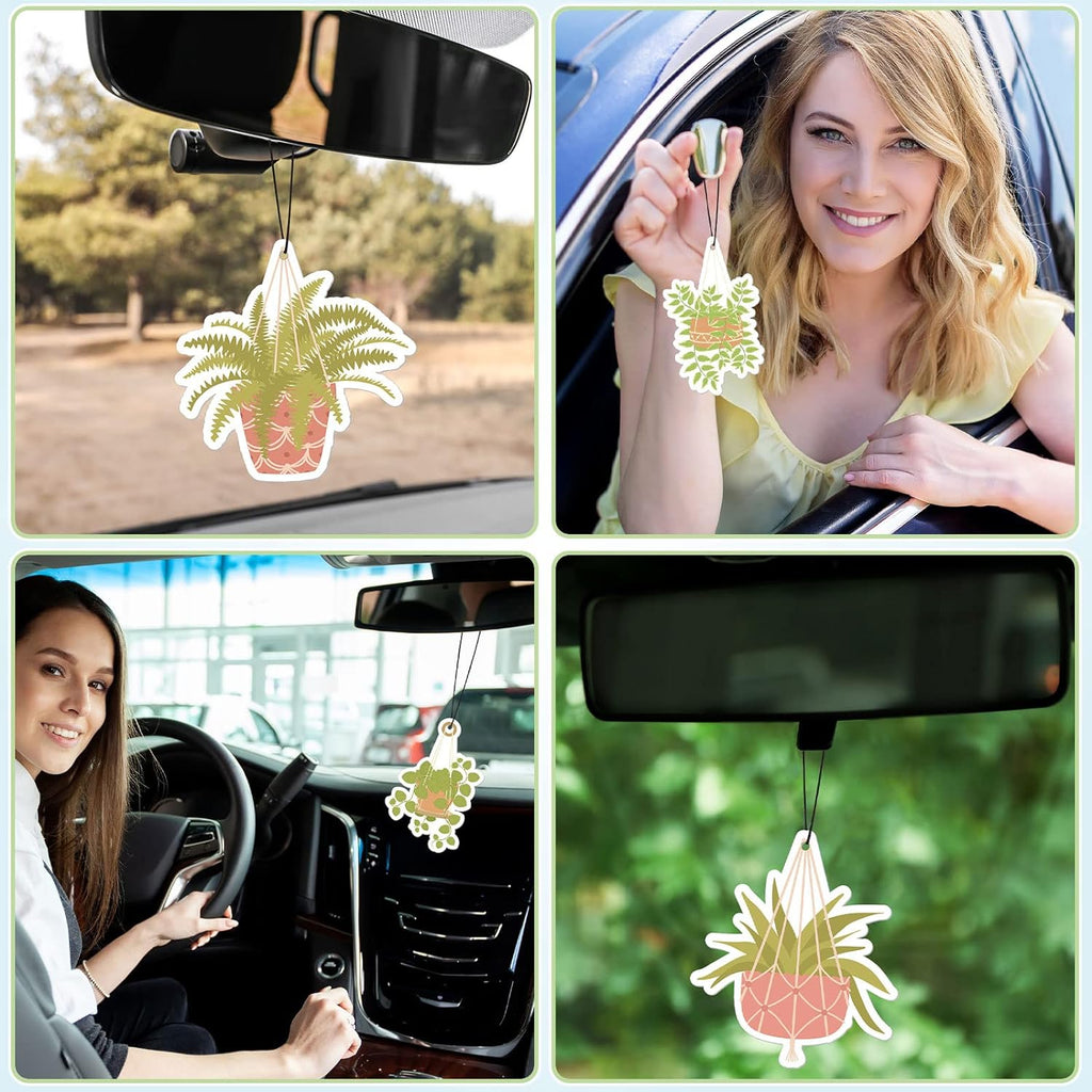 Tallew 8 Pack Car Hanging Plants Air Freshener for Women Girls Long Lasting Funny Plant Accessories Little Scented for Mirror