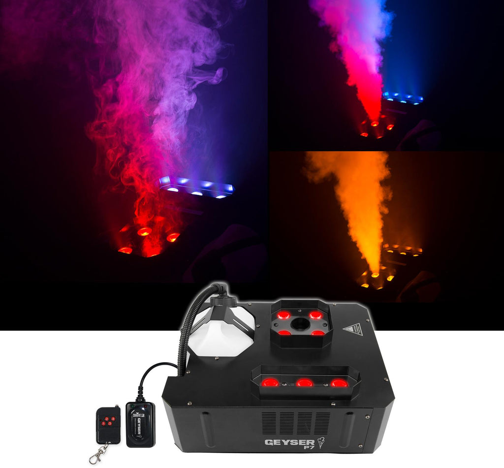 Chauvet DJ GEYSER P7 Fog Machine Fogger, RGBA+UV LED+384 Ch DMX Controller