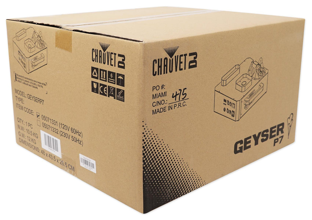 Chauvet DJ GEYSER P7 Fog Machine Fogger, RGBA+UV LED+384 Ch DMX Controller