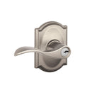 Accent Satin Nickel Keyed Entry Door Lever with Camelot Trim