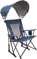 GCI Outdoor SunShade Rocker Collapsible Rocking Chair &amp; Outdoor Camping Chair With Canopy, Neptune Blue