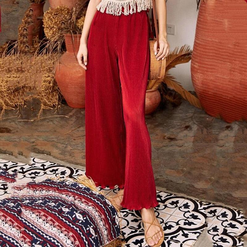 summer high waist ruffle pants