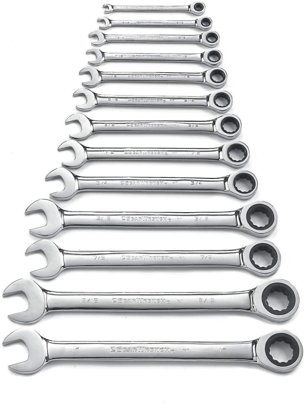 GEARWRENCH 34 Pc. 12 Pt. Ratcheting Combination Wrench Set, Standard &amp; Stubby, SAE/Metric - 85034 &amp; 13 Pc. 12 Pt. Ratcheting Combination Wrench Set, SAE - 9312