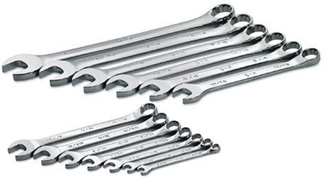 SK Professional Tools 86013 13-Piece 12-Point Fractional Regular Combination Wrench Set - SuperKrome Finish, Set of 13 Chrome Wrenches Made in USA