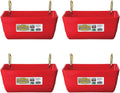Little Giant FF11RED 4.5 Quart Heavy Duty Wall/Rail Mountable Feed Trough Bucket Fence Feeder, Red (4 Pack)