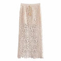 crochet floral midi skirt
