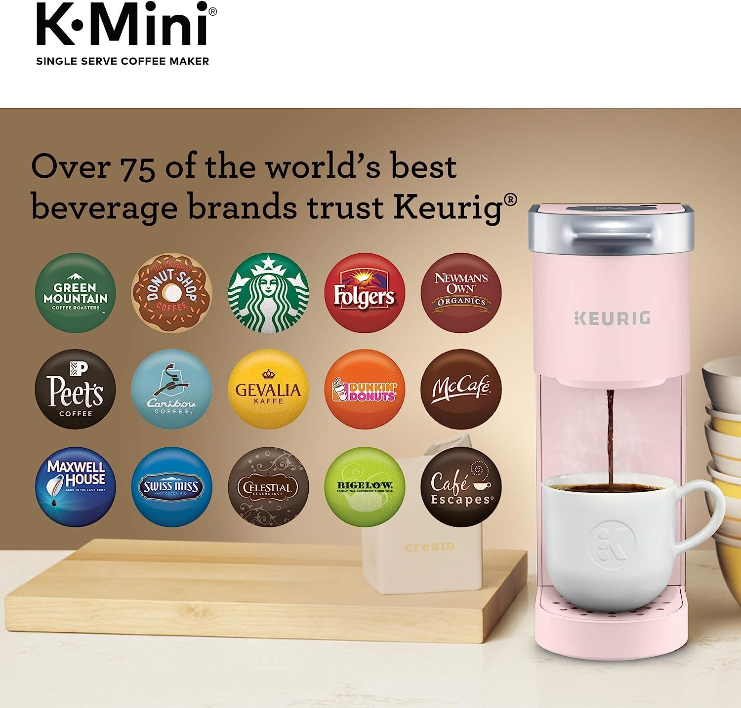 Keurig K-Mini Single Serve K-Cup Pod Coffee Maker, Dusty Rose