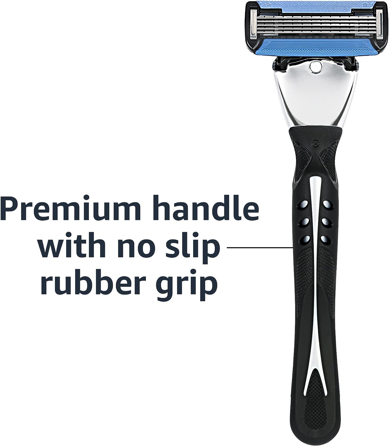 Amazon Basics 5-Blade Motion Sphere Razor for Men with Dual Lubrication and Precision Beard Trimmer, Handle &amp; 2 Cartridges (Fits Amazon Basics Razor Handles only), Black (Previously Solimo)