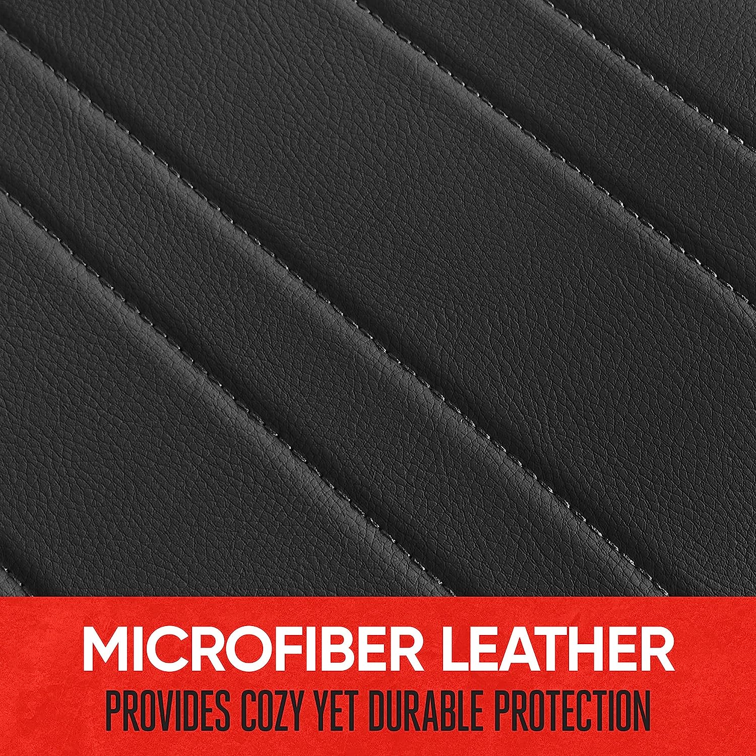 Motor Trend Black Faux Leather Car Seat Cover for Front Seats, 1-Piece Padded Car Seat Protector with Storage Pockets, Premium Interior Cover for Cars Truck SUV Auto