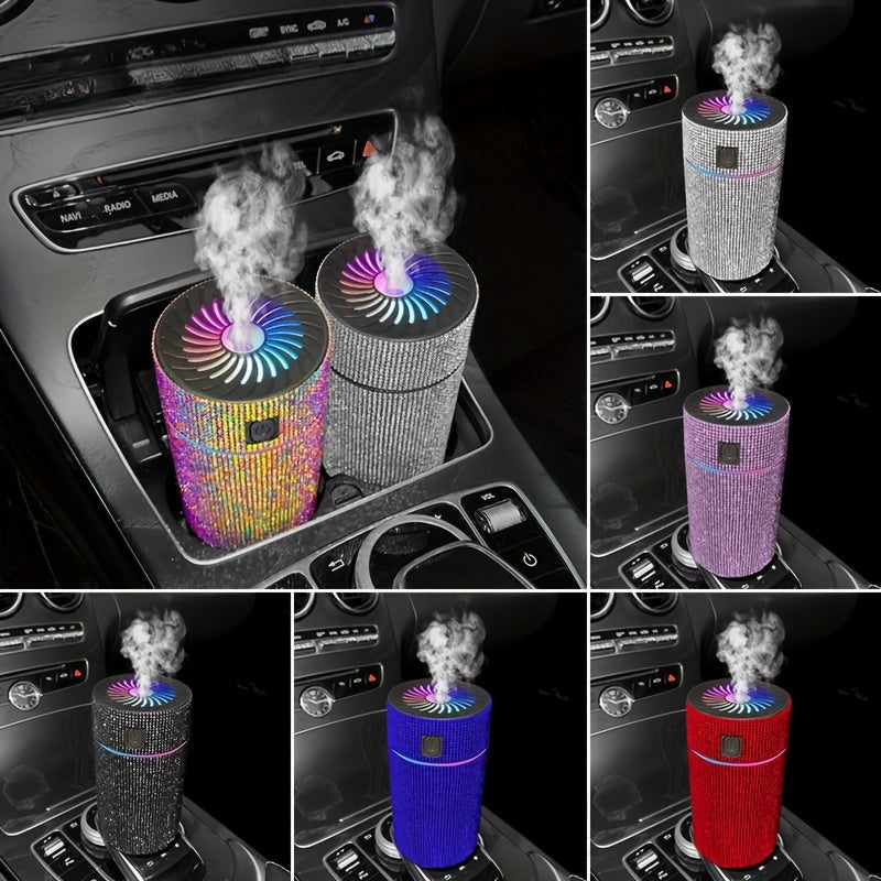 Luxury Rhinestone Car Diffuser Humidifier With LED Light Auto Air Purifier Aromatherapy Diffuser Air Freshener Car Accessories