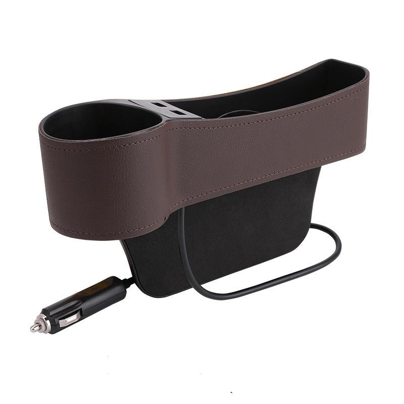 1PC Car StoraBox, Car Seat Gap Organizer Car Seat Clip Slot StoraBox Dual USB Charger Multifunctional Water Cup Holder StoraBox